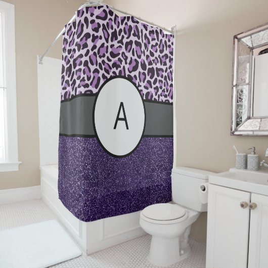 Monogram Paarse Luxury Shower Curtain Bath Douchegordijn (In situ)