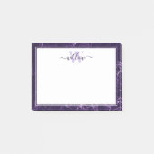 Monogram Paarse marmer Pattern Post-it Notes (Voorkant)