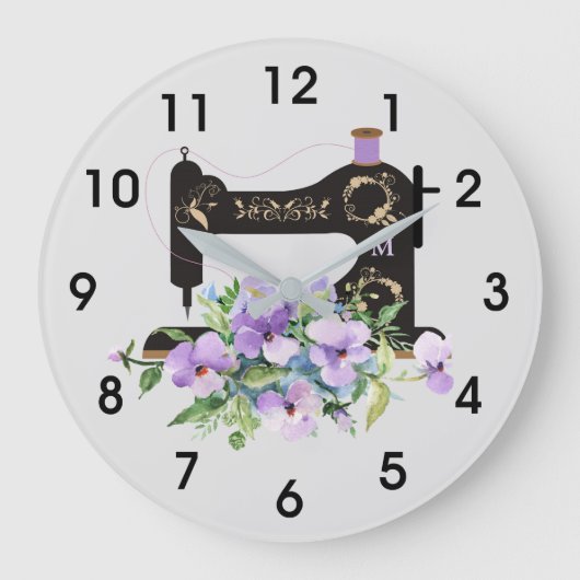 Monogram Paarse  naaimachine Grote Klok (Voorkant)