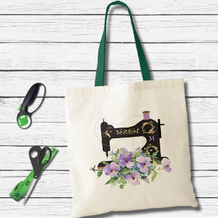 Monogram Paarse  naaimachine Tote Bag