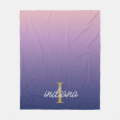 Monogram Paarse Ombre stijlvolle scriptnaam Fleece Deken (Voorkant)