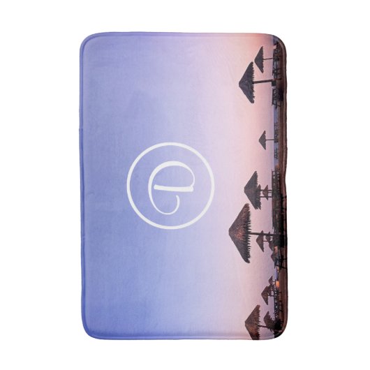 Monogram Paarse Ombre Zonsondergang California Bea Badmat (Voorkant Verticaal)