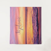 Monogram Paarse Oranje Ocean Wave Sunset Wandkleed (Voorkant)