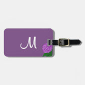Monogram Paarse Paarse Bloem Aquarel Bagagelabel (Voorkant horizontaal)