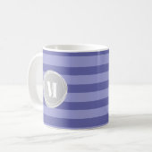Monogram Paarse Periwinkle Stripes Koffiemok (Voorkant links)