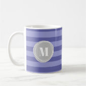 Monogram Paarse Periwinkle Stripes Koffiemok (Links)