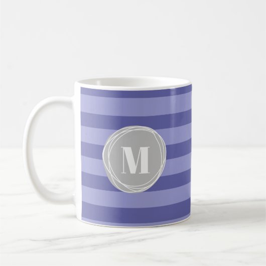 Monogram Paarse Periwinkle Stripes Koffiemok (Links)