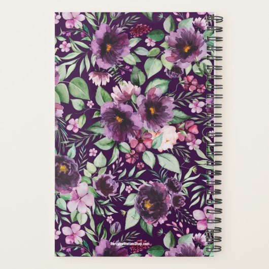 Monogram Paarse pioenen Planner (Achterkant)