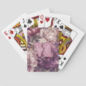 Monogram Paarse pioenen Pokerkaarten (Achterkant)