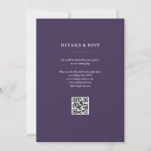 Monogram Paarse QR Code Huwelijk Kaart (Achterkant)