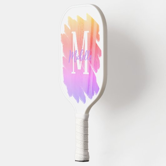 Monogram Paarse regenboogWaterverf Pickleball Paddle (Links)