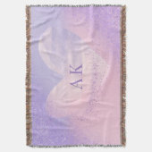 Monogram Paarse Roze Gradiënt Hart Deken (Voorkant Verticaal)