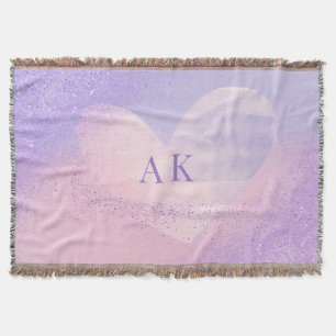 Monogram Paarse Roze Gradiënt Hart Deken