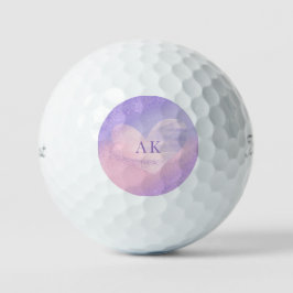 Monogram Paarse Roze Gradiënt Hart Golfballen