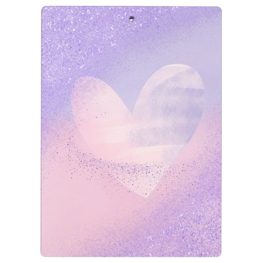 Monogram Paarse Roze Gradiënt Hart Klembord (Achterkant)