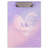 Monogram Paarse Roze Gradiënt Hart Klembord (Voorkant)