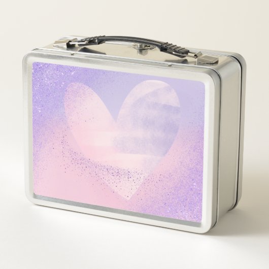 Monogram Paarse Roze Gradiënt Hart Lunchbox (Achterkant)