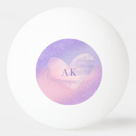 Monogram Paarse Roze Gradiënt Hart Pingpongbal