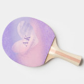 Monogram Paarse Roze Gradiënt Hart Tafeltennisbatje (Zijkant)