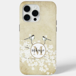 Monogram Paarse Roze Kersenbloesem iPhone hoesje