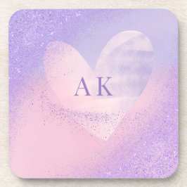 Monogram Paarse Roze Verlopend Hart Bier Onderzetter
