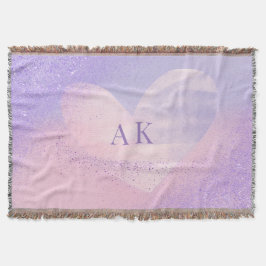 Monogram Paarse Roze Verlopend Hart Deken