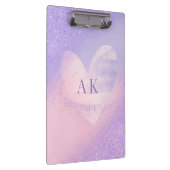 Monogram Paarse Roze Verlopend Hart Klembord (Rechts)