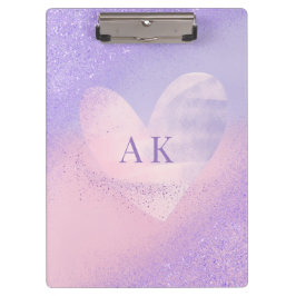 Monogram Paarse Roze Verlopend Hart Klembord