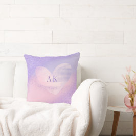 Monogram Paarse Roze Verlopend Hart Kussen