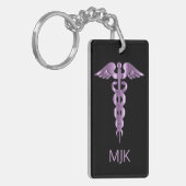 Monogram Paarse Sleutelhanger Caduceus (Voorkant Links)