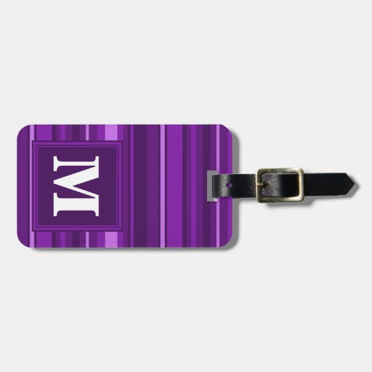 Monogram paarse strepen bagagelabel (Voorkant horizontaal)