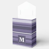 Monogram paarse strepen bedankdoosjes (Geopend)