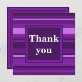 Monogram paarse strepen bedankkaart (Voorkant / Achterkant)