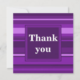 Monogram paarse strepen bedankkaart