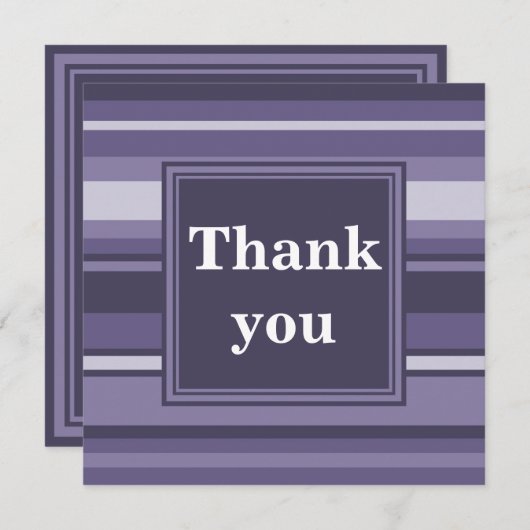 Monogram paarse strepen bedankkaart (Voorkant / Achterkant)