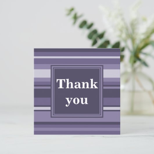 Monogram paarse strepen bedankkaart (Staand voorkant)