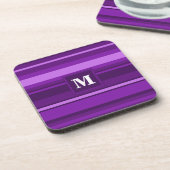 Monogram paarse strepen bier onderzetter (Linkerzijde)