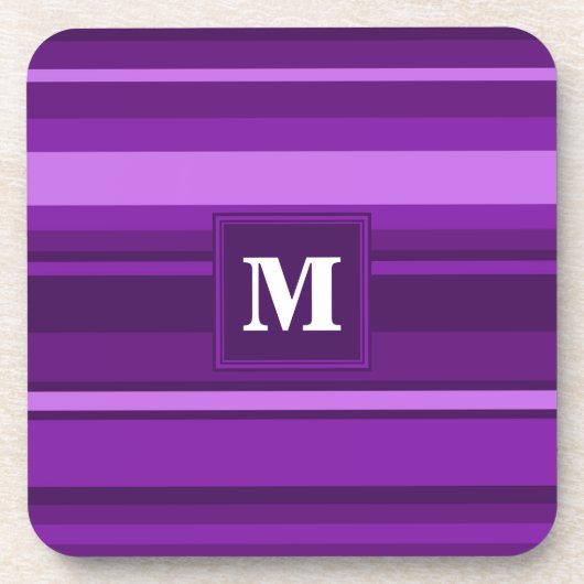 Monogram paarse strepen bier onderzetter (Voorkant)