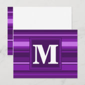 Monogram paarse strepen briefkaart (Voorkant / Achterkant)