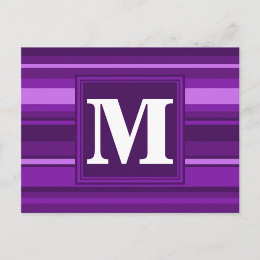 Monogram paarse strepen briefkaart (Voorkant)