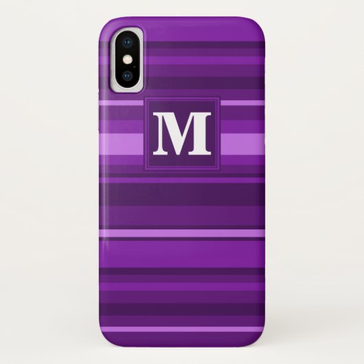 Monogram paarse strepen Case-Mate iPhone case (Achterkant)