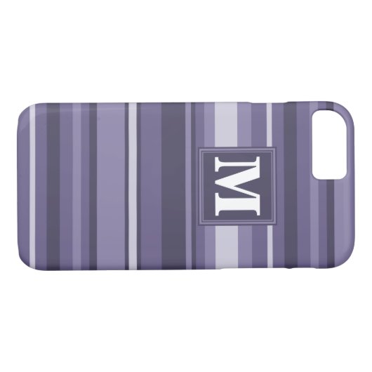 Monogram paarse strepen Case-Mate iPhone case (Achterkant (Horizontaal))