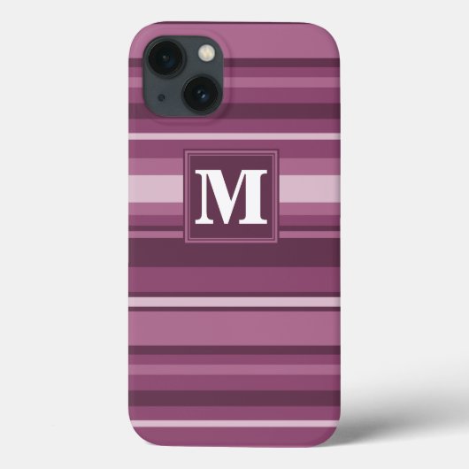 Monogram paarse strepen Case-Mate iPhone hoesje (Achterkant)