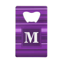 Monogram paarse strepen creditkaart flessenopener