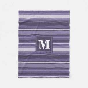 Monogram paarse strepen fleece deken