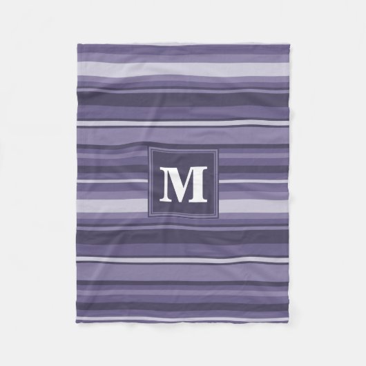 Monogram paarse strepen fleece deken (Voorkant)