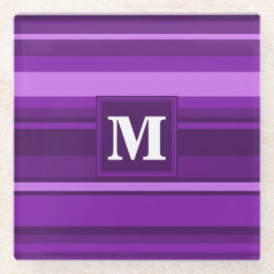 Monogram paarse strepen glazen onderzetter