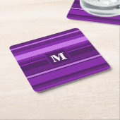Monogram paarse strepen kartonnen onderzetters (Schuin)