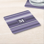 Monogram paarse strepen kartonnen onderzetters (Schuin)