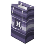 Monogram paarse strepen klein cadeauzakje (Achterkant Gekanteld)